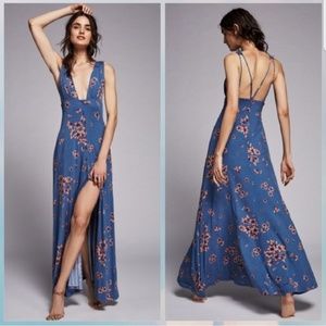 Free People Blue Floral Other Days Maxi Dress XS